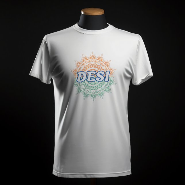 DESI Chakra Design Indian Tricolor Flagga Tiranga T Shirt (Skapare uppladdad)