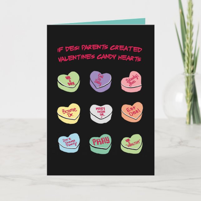 Desi Conversation Candy Hearts Helgkort (Framsida)