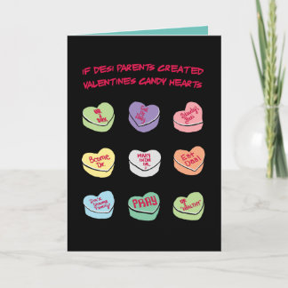 Desi Conversation Candy Hearts Helgkort