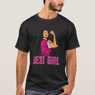 Desi Girl Bollywood Women Black Hair T Shirt