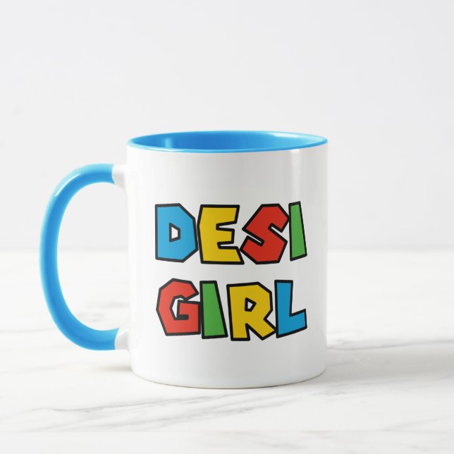Desi Girl Mugg, Adful Modern Script Tea Coffee Mugg (Vänster)