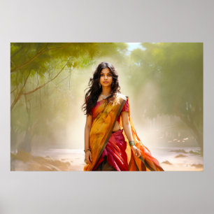 Desi i en sari-målning poster