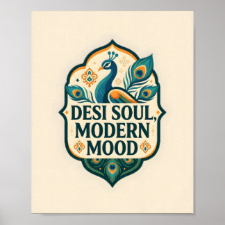 Desi Soul Modern Mood Indisk Påfågel Poster