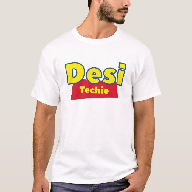 Desi Techie, India Tee, Desi Indian Pride T Shirt (Framsida)