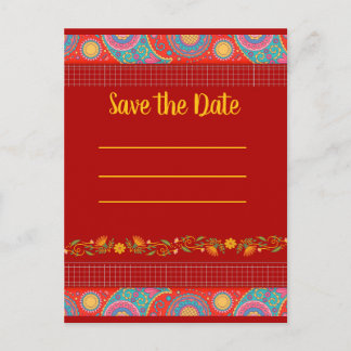 Desi Wedding Style Deep Red Design Meddelande Vykort