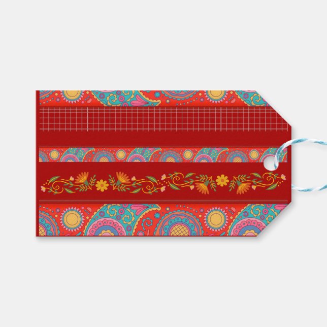 Desi Wedding Style Deep Red Design Presentetikett (Framsidan (Horisontell))