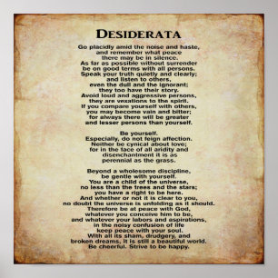 Desiderata 12 x 12 Art Skriv ut Poster