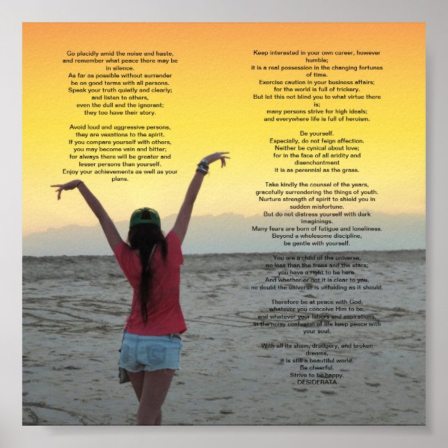 Desiderata 6 x 6 tum poster (Framsidan)