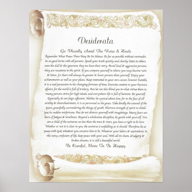 DESIDERATA Antique Florentine Rulla Poster (Framsidan)