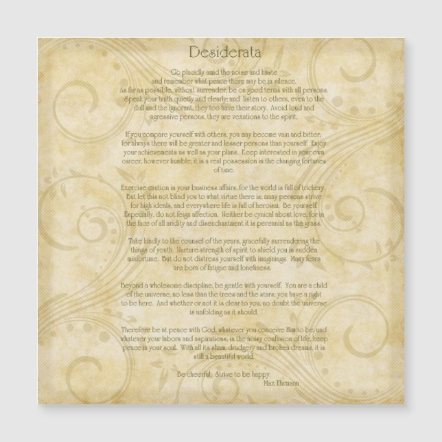 Desiderata av Max Ehrmann Magnet (Framsida)