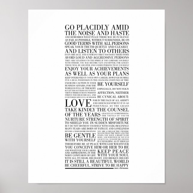 Desiderata av Max Ehrmann Poster (Framsidan)