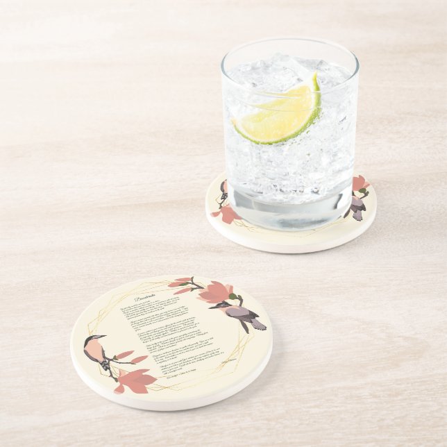 Desiderata Birds Brown Blommigt Utandning Guld Ram Underlägg (Sidan)