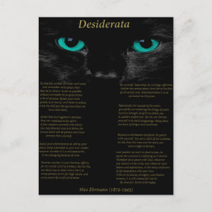 Desiderata Black cat med turquise ögon Vykort