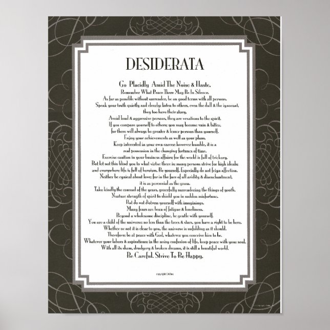DESIDERATA Blackswirl Sans Poster (Framsidan)