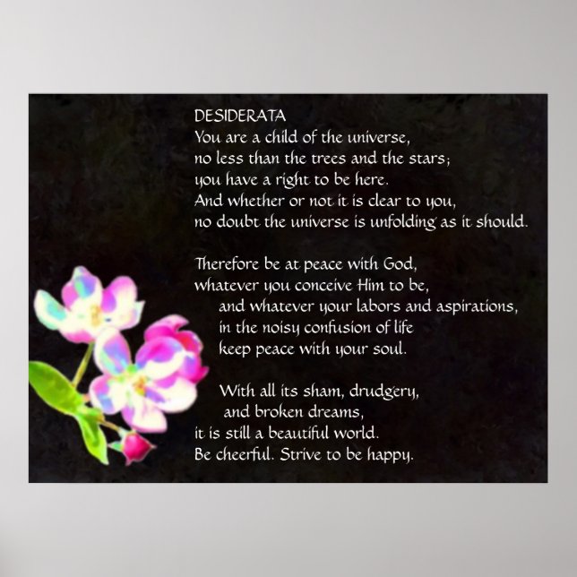 DESIDERATA-Blommar poster (Framsidan)