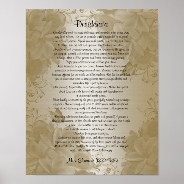 Desiderata blommigt plumeria (sak) poster (Framsidan)