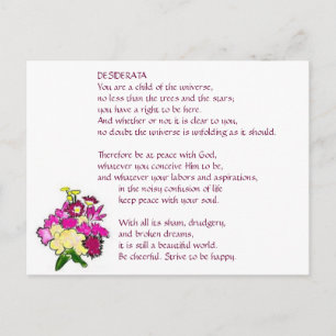 DESIDERATA Bright Bouquet-vykort Vykort