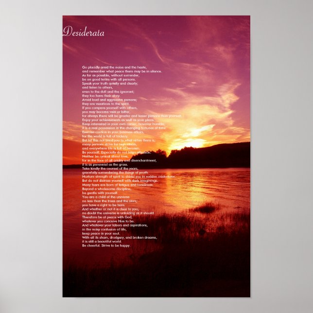 Desiderata Canvas Poster (Framsidan)