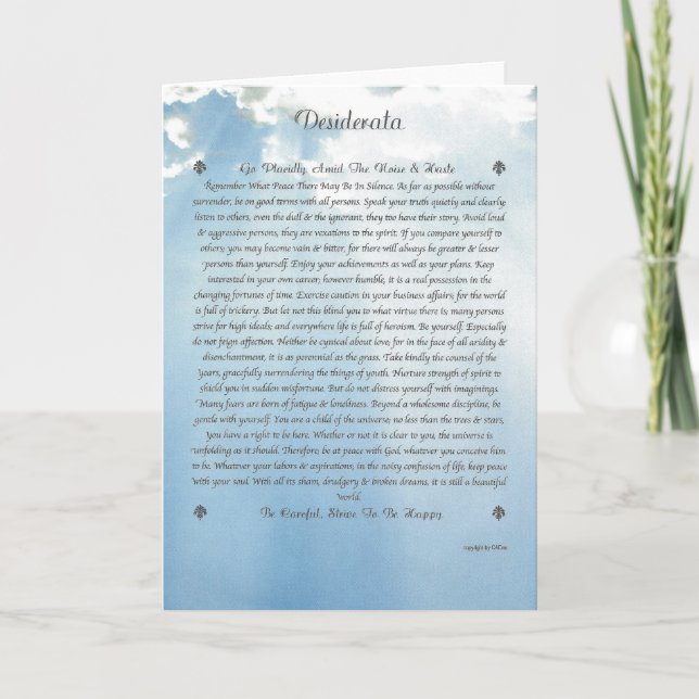 DESIDERATA Card=Clouds Kort (Framsida)