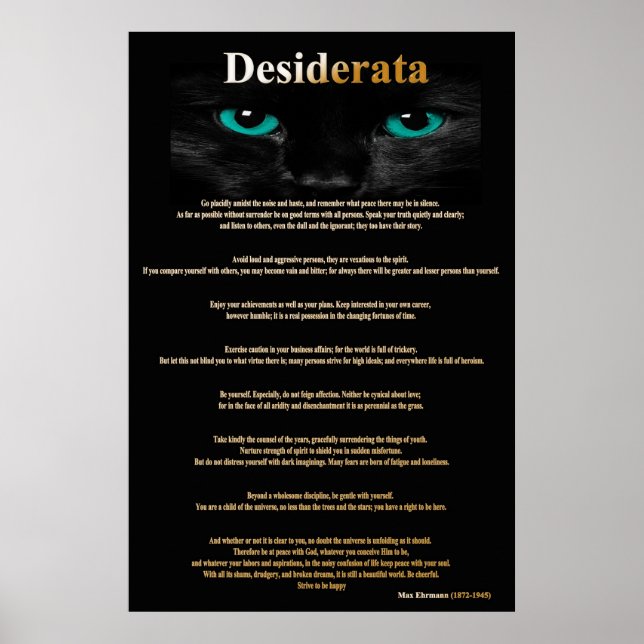 Desiderata Cat Ögon 2 Poster (Framsidan)
