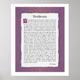 Desiderata - Choses désirées - poème Poster