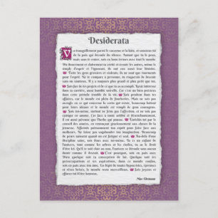 Desiderata - Choses désirées - poème Vykort