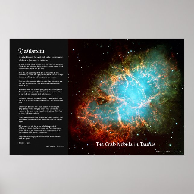 Desiderata - Crab Nebula i Taurus Poster (Framsidan)