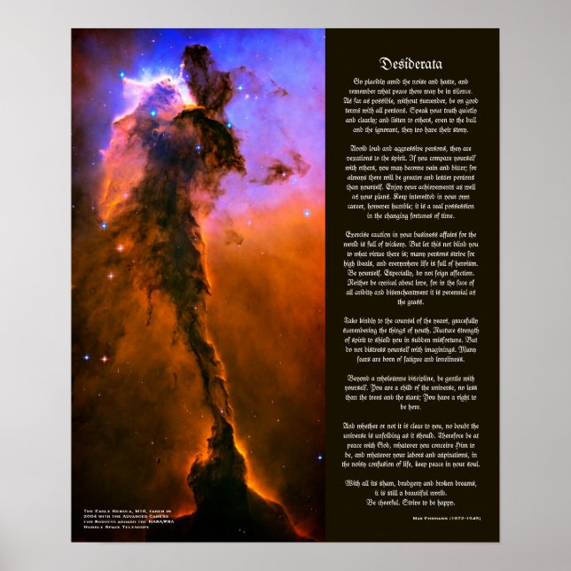 Desiderata - Creation-pelare i Eagle Nebula Poster (Framsidan)