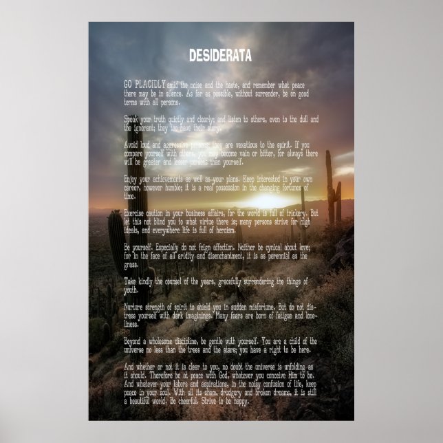 DESIDERATA Desert Poster (Framsidan)