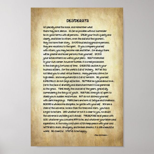 Desiderata Dikt 8x12 Premium Canvas Poster (Framsidan)