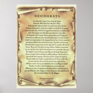 Desiderata Dikt av Max Ehrmann Antique Rulla Poster