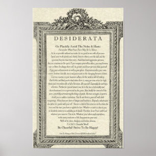 Desiderata Dikt av Max Ehrmann Antique Spegel Poster