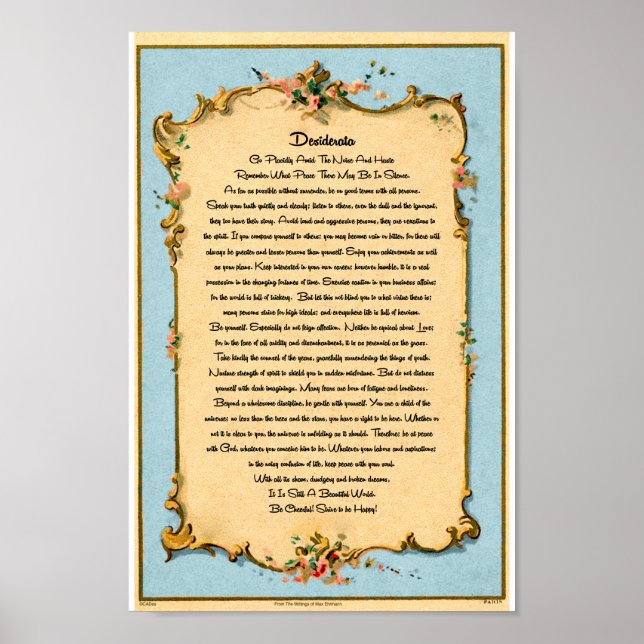 Desiderata-Dikt av Max Ehrmann Paris Postcard Poster (Framsidan)
