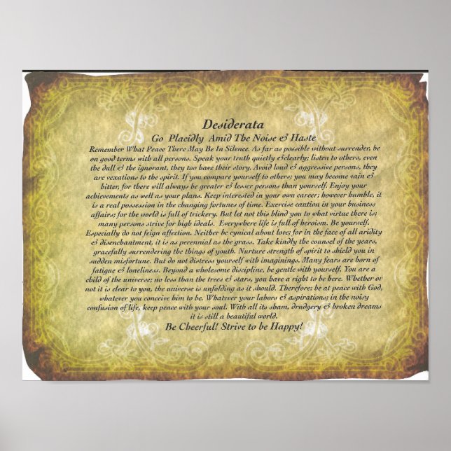 Desiderata-Dikt av Max Ehrmann Poster (Framsidan)