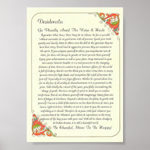 Desiderata-Dikt av Max Ehrmann Poster