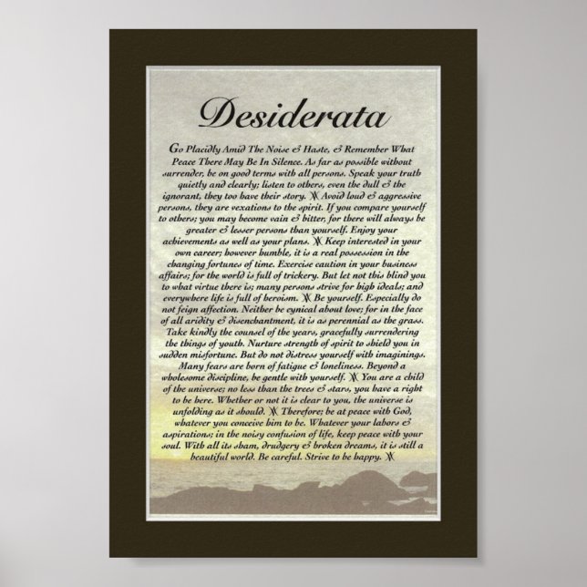 DESIDERATA Dikt av Max Ehrmann Poster (Framsidan)