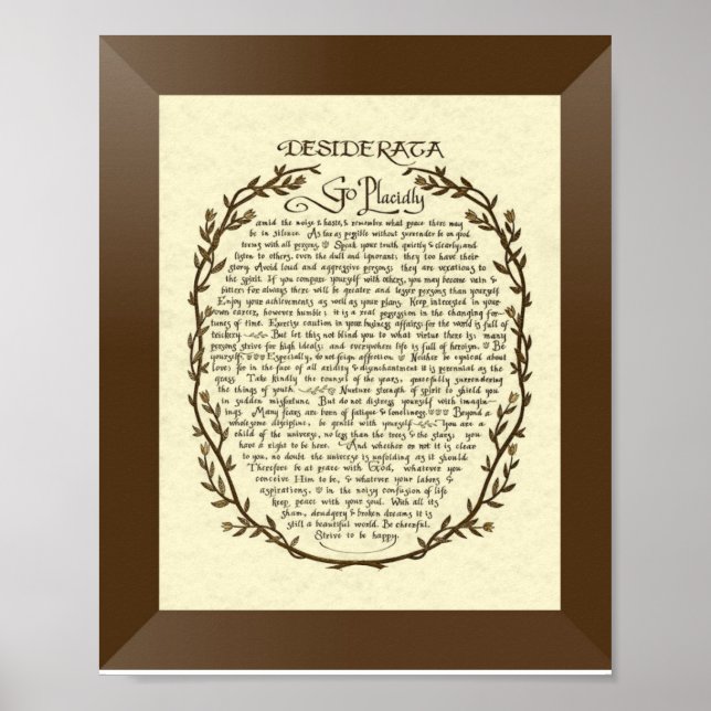 DESIDERATA Dikt av Max Ehrmann Poster (Framsidan)