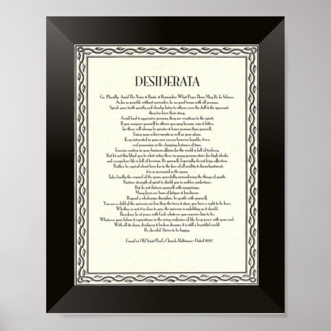 DESIDERATA Dikt av Max Ehrmann Poster (Framsidan)