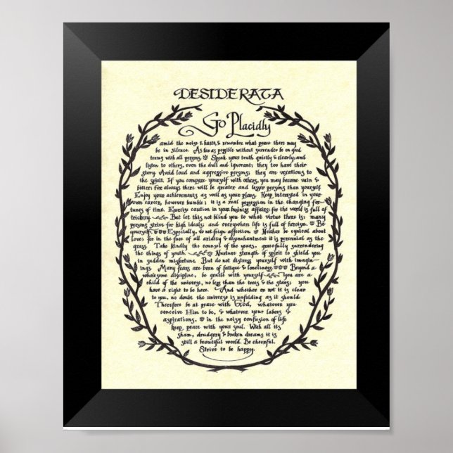 DESIDERATA Dikt av Max Ehrmann Poster (Framsidan)