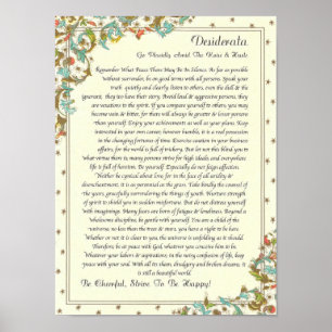 Desiderata-Dikt av Max Ehrmann Poster
