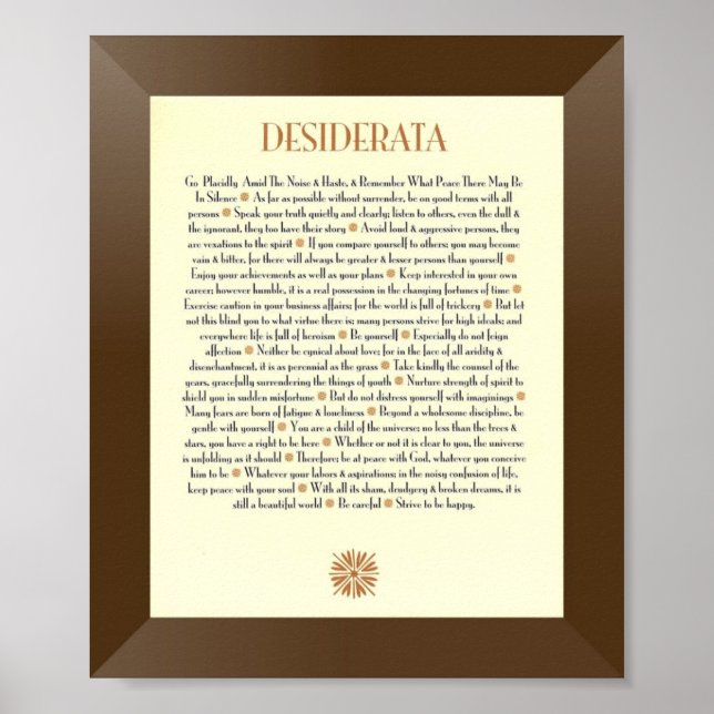 DESIDERATA Dikt av Max Ehrmann Poster (Framsidan)
