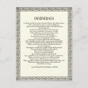Desiderata-Dikt av Max Ehrmann Vykort
