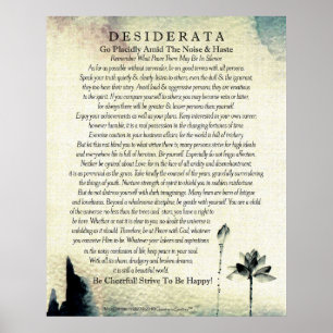 Desiderata Dikt av Max Ehrmann Watercolor Lotus Poster