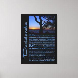 Desiderata Dikt Bevalt Sunset Träd #1 Canvastryck