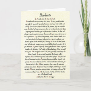 DESIDERATA Dikt Card Max Ehrmann-Romanesque Helgkort
