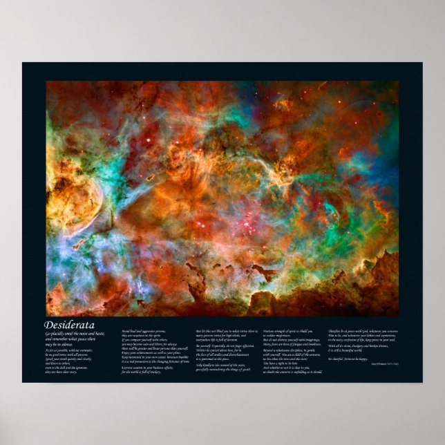 Desiderata Dikt - Carina Nebula i Argo Navis Poster (Framsidan)