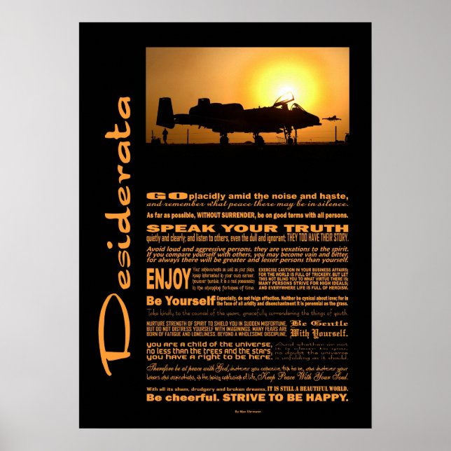 Desiderata Dikt Desiderata A-10 Thunderbolt Poster (Framsidan)