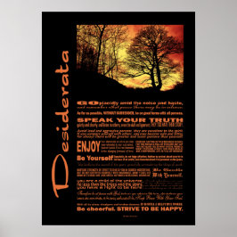 Desiderata Dikt Evening Sunset Träd Poster