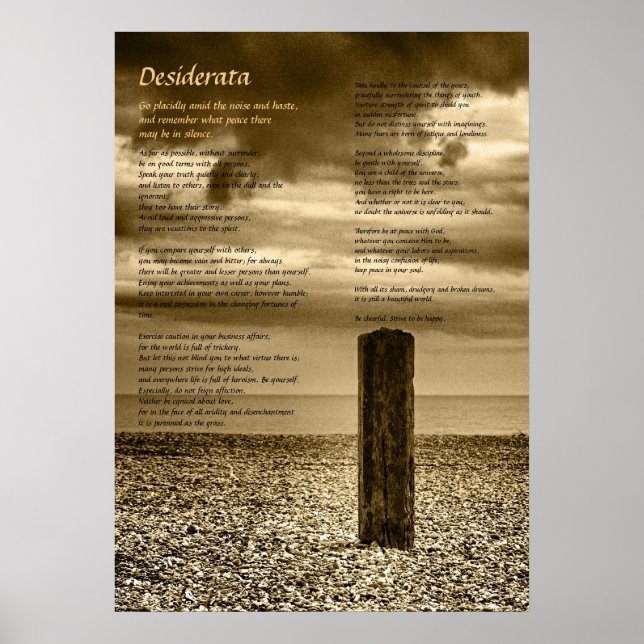 Desiderata Dikt - Fin konst, jag har tid Poster (Framsidan)