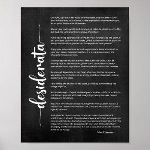 Desiderata Dikt från Max Ehrmann Black and White Poster